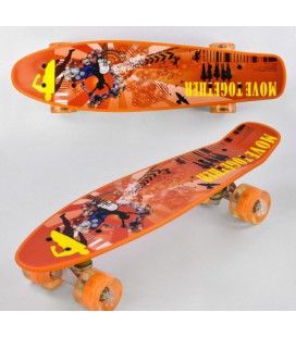 Скейт пенні борд маленький лонгборд Best Board Р 13222, дошка 55 см, колеса поліурітановие світяться для фрірайду (3627823ya)
