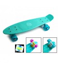 Пенні борд Penny Board 22' Бірюзовий з світяться колесами