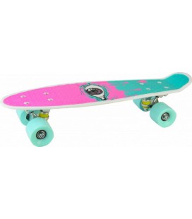 Пенні борд Penny Board HB40 New Скейт зі світними колесами Рожевий з Бірюзовим