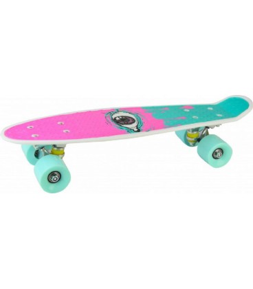 Пенні борд Penny Board HB40 New Скейт зі світними колесами Рожевий з Бірюзовим