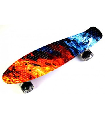 Пенні борд (Penny Board) 22' 'Fish' зі світними колесами і малюнком, Fire and Ice