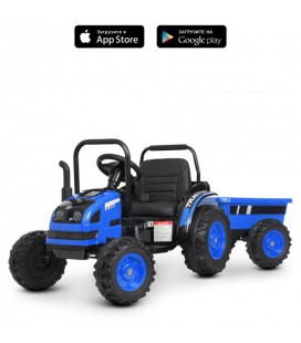 Дитячий електромобіль трактор з причепом Bambi M 4419EBLR (Синій)