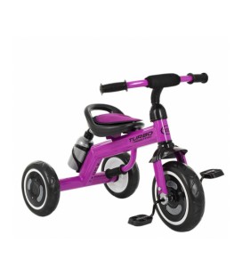 Дитячий велосипед триколісний Turbo Trike 3648 фіолетовий Рама сталева легка регулюється сидіння колеса світитися