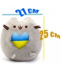 Набір М'яких іграшок Пушин кет Pusheen cat S&T із серцем 21х25см та з кексом 21х25см Сірий