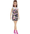 Лялька Барбі Модна брюнетка у сукні з квітами Barbie Fashionistas Doll 187 HBV19