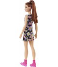 Лялька Барбі Модна брюнетка у сукні з квітами Barbie Fashionistas Doll 187 HBV19