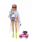 Лялька Barbie Extra Doll 5 in Long-Fringe Denim Jacket with Pet Puppy Барби Экстра 5.