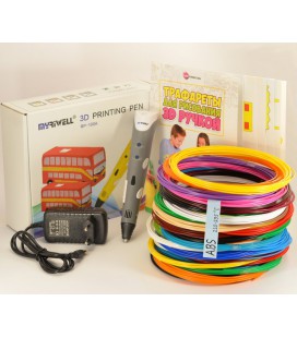 3D-ручка MyRiwell-1 RP100A Сіра з Набором Пластику 189 метрів (12 кольорів) і Трафаретами