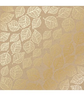 Аркуш паперу з фольгуванням, Фабрика Декора Golden Delicate Leaves Kraft, артикул FDFMP-03-009