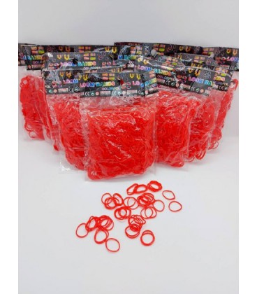 Гумки для плетіння браслетів Loom Bands червоні 12 пакетиків по 600 шт