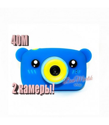 Дитячий цифровий фотоапарат Children`s fun Синій Ведмедик 40М Селфі Selfie (BBMS)