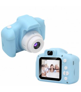 Детский цифровой фотоаппарат Х200 ударопрочный с играми и смешными рамками на фотографии Голубой (347995)