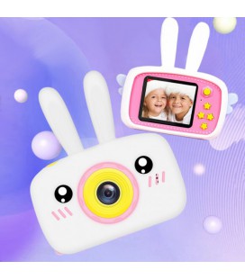Протиударний Дитячий Фотоапарат з чохлом зайчика і вбудованими іграми Smartkids V3.0 Full HD фото і відео зйомка Білий