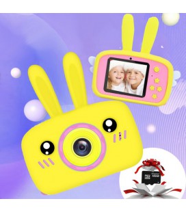 Дитячий цифровий Фотоапарат з чохлом зайчика та іграми Smartkids V3.0 Full HD Жовтий+Карта пам'яті 16GB