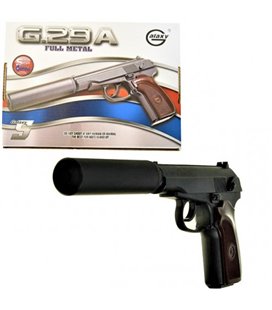G29A Страйкбольний пістолет Galaxy копія ПМ з імітацією глушника метал чорний