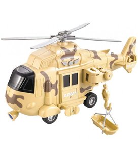 Військовий вертоліт іграшка дитяча Wenyi City Service 1:16 зі світлозвуковими ефектами Бежевий (6692482)