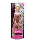 Лялька Барбі ' Модниця Barbie Fashionistas Doll Blonde with Updo Hair Wearing Pink & Golden Shimmery Plaid Dress 142 Mattel (GHW