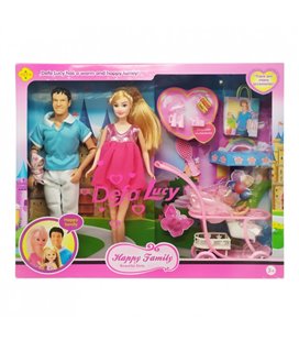 Лялька DEFA 8088 вагітна, KEN, коляска з дитиною, аксесуари (Рожева сукня)