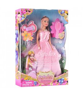 Дитяча лялька 'Принцеса' DEFA Bambi 8063 з гребінцем та сумочкою (Рожевий)