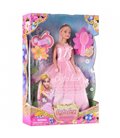 Дитяча лялька 'Принцеса' DEFA Bambi 8063 з гребінцем та сумочкою (Рожевий)