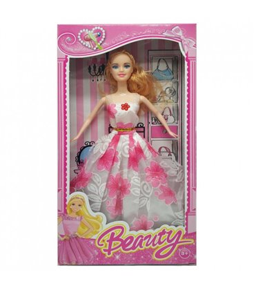 Дитяча лялька 'Beauty' Bambi 1219-5 у бальній сукні (Білий з рожевим)