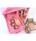 Ляльковий будиночок 3 поверхи з терасою розовий та Меблі для пупса 14 шт