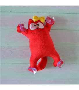 М'яка іграшка на присосках в авто Baby Textile Кіт Саймон 26 см Червоний 412414