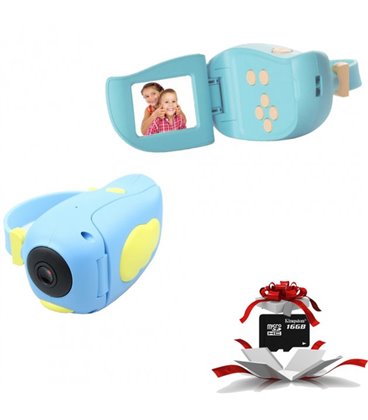 Дитяча цифрова міні відеокамера Smart Kids HD Video Camera DV-A100 з 2' дисплеєм іграми і творчою студією Синя+ карта microSD 16