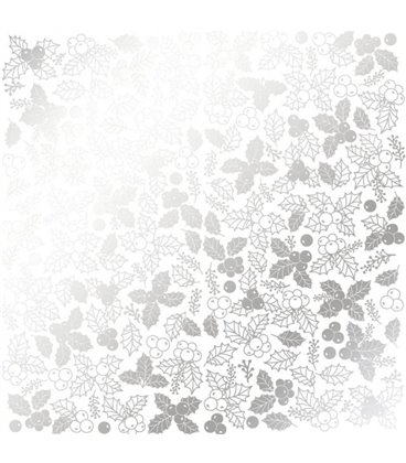 Лист одностороннього паперу з фольгуванням Фабрика Декору, Silver Winterberries White 30.5 см x 30.5 см, артикул FDFMP-25-008