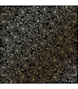 Лист одностороннього паперу з фольгуванням, Фабрика Декору Golden Poinsettia Black 30,5х30,5 см, артикул FDFMP-16-005