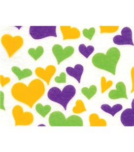 Фетр (повсть) листовий з візерунком CPE Printed Зелені, фіолетові, золоті серця (PRT-01233)