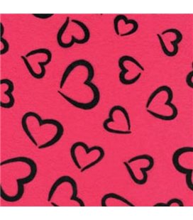 Фетр (повсть) листовий з візерунком CPE Printed Серце на білі-рожевому фоні (KBHT-Z21)
