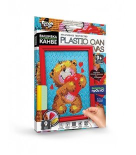 Вишивка на пластиковій канві з багетною рамкою Danko Toys Plastic Canvas: Ведмедик PC-01-03