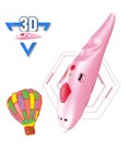 3D ручка з акумулятором Constract Toys 9902 для об'ємного малювання пластиком + трафарети і 15м пластику Рожевий