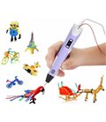 3Д ручка з LCD Дисплеєм 3D PEN для малювання Еко Пластиком, Фіолетова