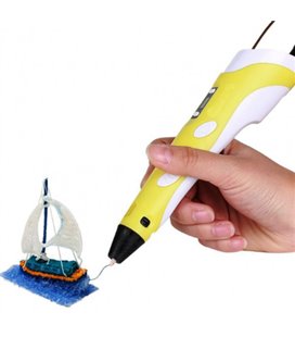 3D ручка для малювання з LCD дисплеєм та еко пластиком. Колір жовтий V-Toy