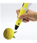 3D-ручка для малювання 3D Pen 2 та 130 метрів різнокольорового пластику Жовта (mn-440)