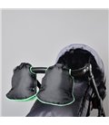 Муфта рукавички роздільні, на коляску / санки, універсальна, для рук, зелений плюш мінкі (колір - чорний) 149 Світлана-К.