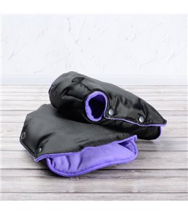 Муфта рукавички роздільні, на коляску / санки, універсальна, для рук, бузковий плюш (колір - чорний) 147 Світлана-К.