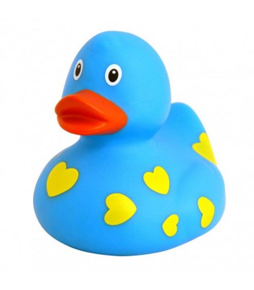 Качка Блакитна в жовтих сердечках гумова FunnyDucks L1042