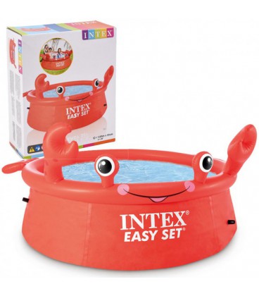 Дитячий басейн надувний для дачі від 3 років 183х51см 880л Intex Easy Set Happy Crab